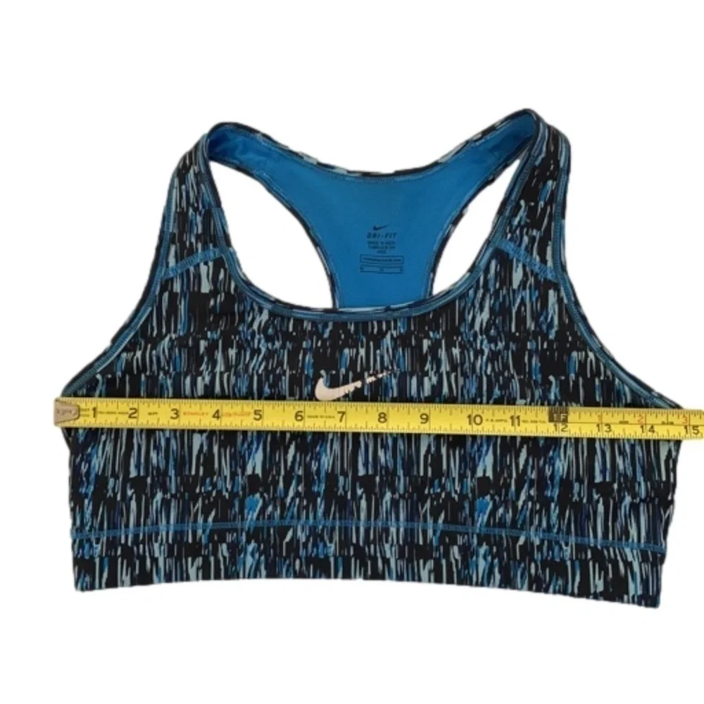 Nike Razor Back Sports Bra, Size M, Black Teal & Blue